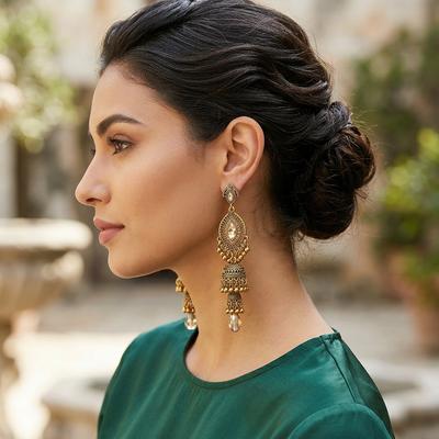 Exaggerated Metal Earrings with Micro Diamonds for Women