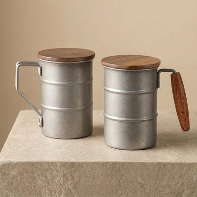 304 Stainless Steel Outdoor Mug with Wooden Handle