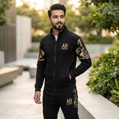 Men Korean Style Navy Blue Track Suit Slim Fit Sports Suit