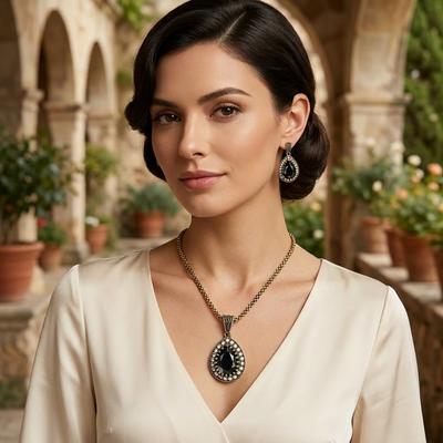 European & American Retro Jewelry Set with Water Drop Design