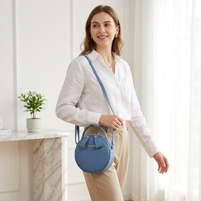 Women's Blue Round Zipper Mobile Bag