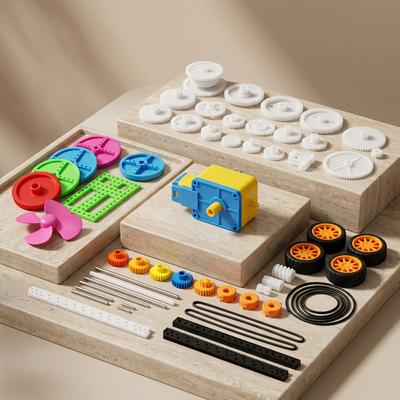 Multi-Color Plastic Gearbox & Motor Set for DIY Robotics