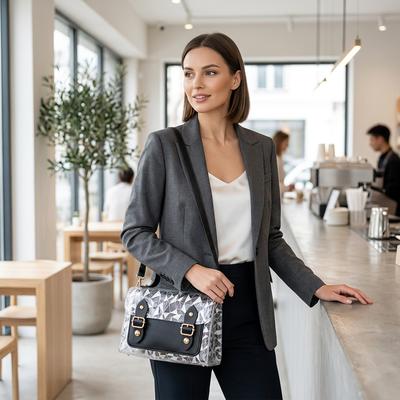 Women's Transparent Black Double Buckle Handbag