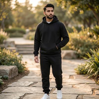 Men's Black Hooded Sweatpants Large Winter Casual Pants