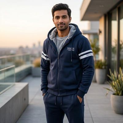 Men's Black Fleece Hooded Sweatshirt Set Large