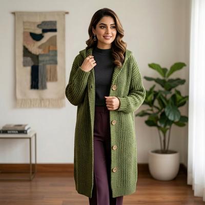 Women's Knitted Cardigan Sweater Large Size Mid-Length