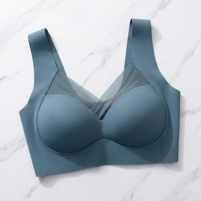 Women's Ice Silk Fixed Cup Sports Bra with Tummy Net