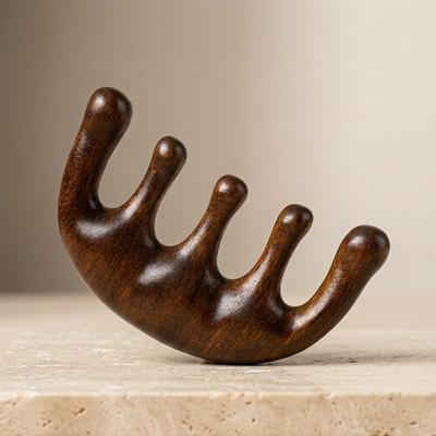 Golden Wood Five-Finger Massage Comb for Scalp & Hair Care