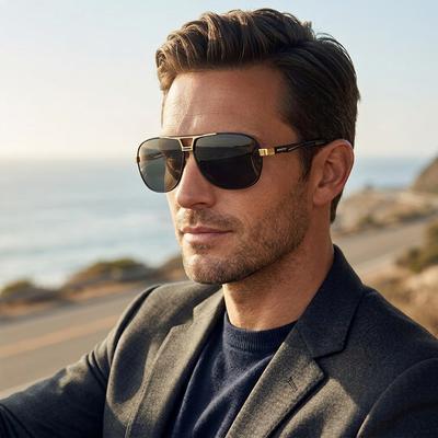 Men's Polarized Driving Sunglasses UV Protection Black Gold