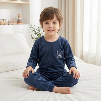 Blue Velvet Kids Pajama Set for Boys Girls