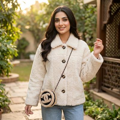 Women Fleece Cardigan Sweater Hooded Coat Solid Color