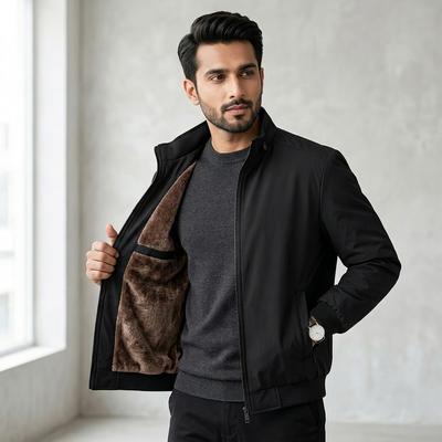 Men's Cross-Body Padded Coat Gray Velvet Padded Large