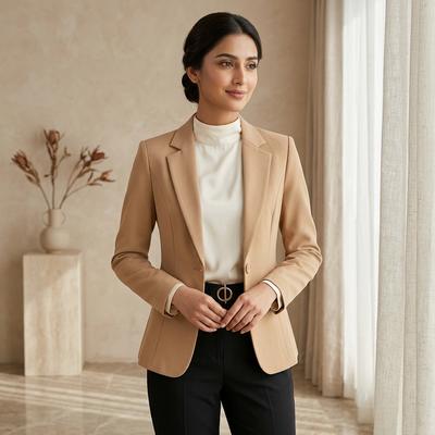 Women's Pink Korean Style Slim Fit Suit Jacket