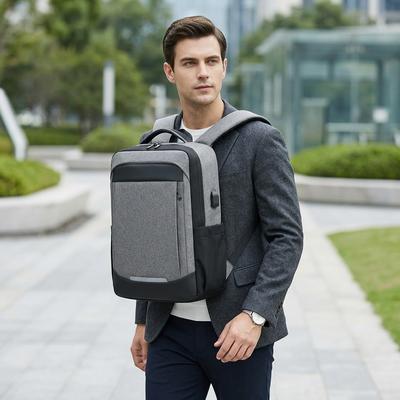 Men's Waterproof Business Backpack Grey Black College Student Travel