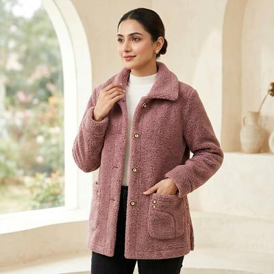Women's 2024 Winter Velvet Cardigan Button Collar Sweater