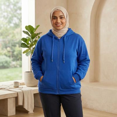 Blue Zip-Up Hoodie for Women Plus Size