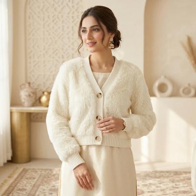 Faux Mink Velvet Short Cardigan for Women Pink