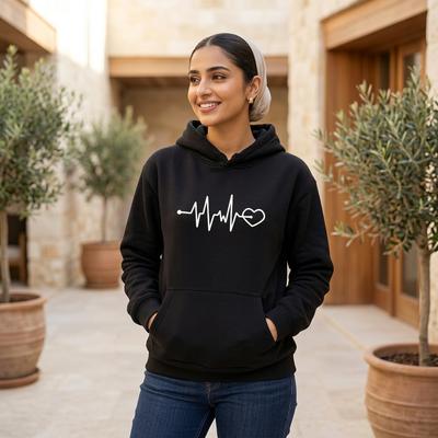Green Heartbeat Graphic Hoodie for Men Women
