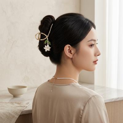 Golden Flower Hair Clip for Women Summer High Head