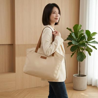 Women's Large Capacity Canvas Shoulder Bag Tan