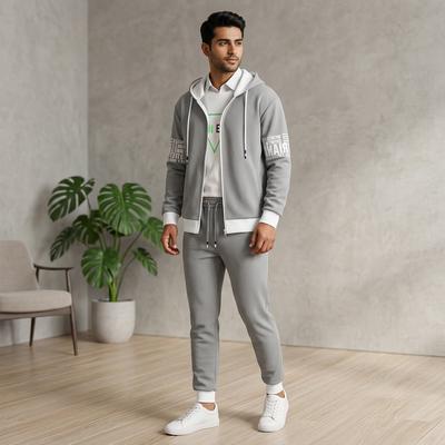 Men Korean Style Black Hoodie Track Suit Set