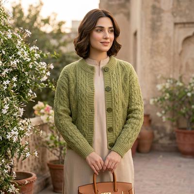 Women Korean Style Knitted Cardigan Jacket Beige
