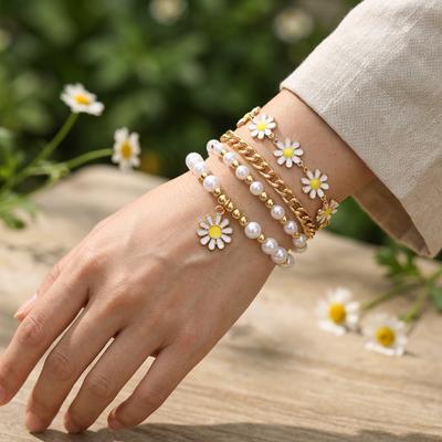Gold Bead Pearl Bracelet Set for Women