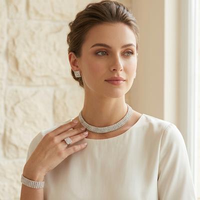 Gold Plated Four-Piece Diamond Bridal Set