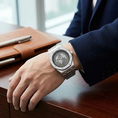 Men's 30m Waterproof Stainless Steel Watch with Calendar & Luminous Dial