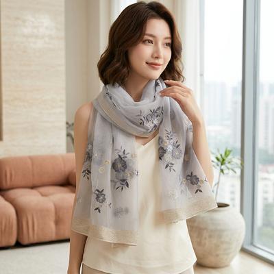 Red Silk Scarf for Women Korean Style Warm Winter Wear