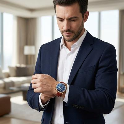 Men's Multifunctional Chronograph Watch Blue Stainless Steel