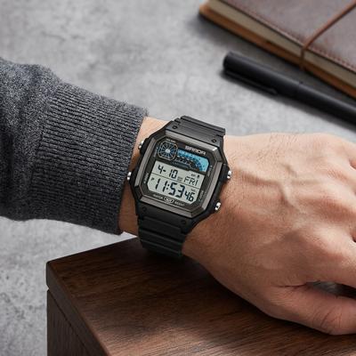 Sanda Square Digital Watch Black Waterproof Multi-Function