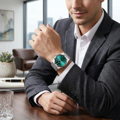 Men's Waterproof Luminous Quartz Watch with Simple Steel Band