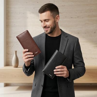 Men's Long Wallet Korean Style Pebbled Pattern Multi Card Slot