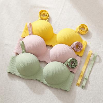 Cross-border French Bra Candy Underwear Women's Japanese Style Sexy Traceless Thickened Gathered Shoulder Strap Invisible Bra