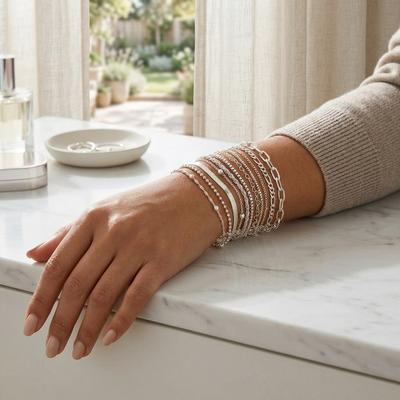 Multi Layer Silver Bracelet Set for Women