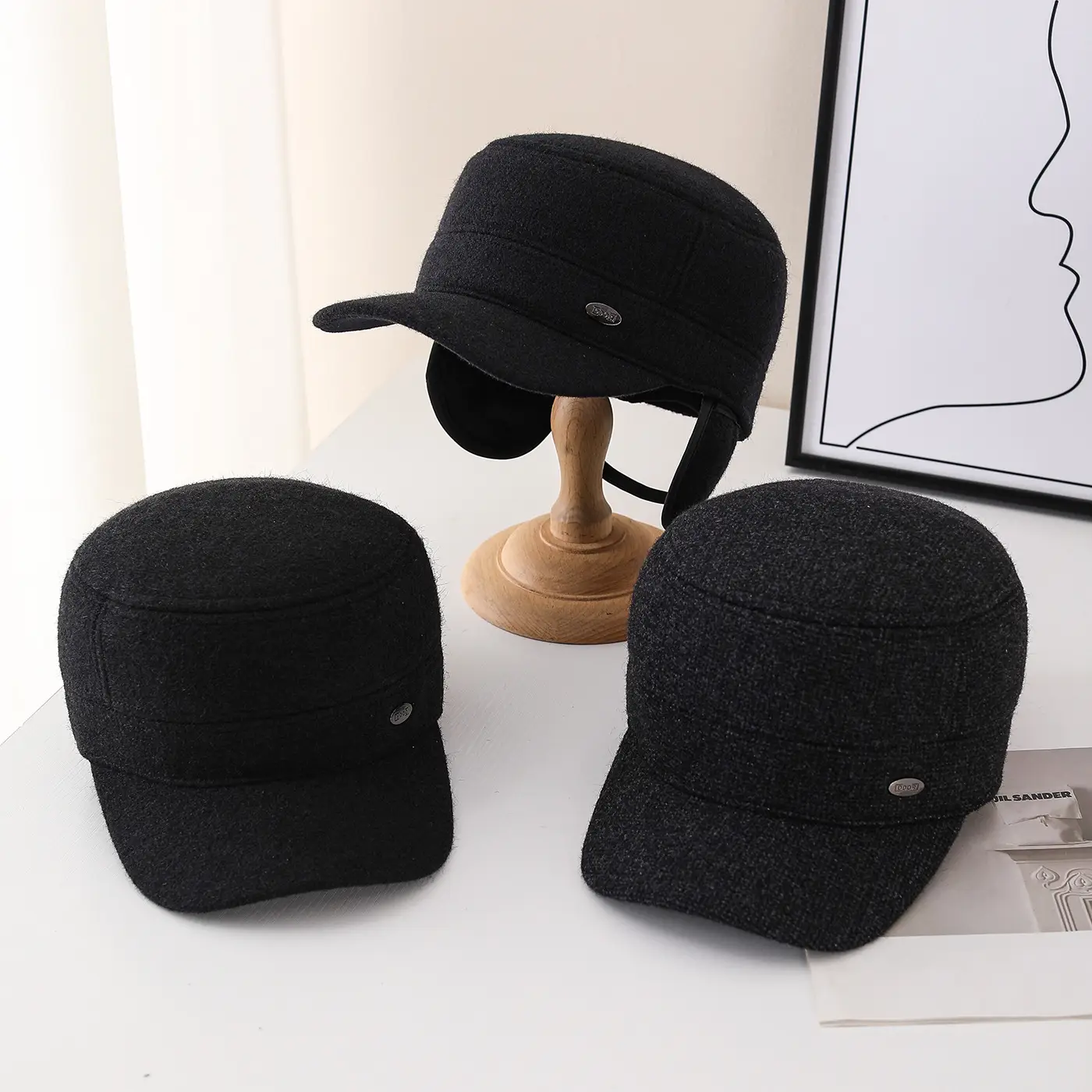 Winter Men's Black Baseball Cap Cold Proof Ear Protection - Image 4