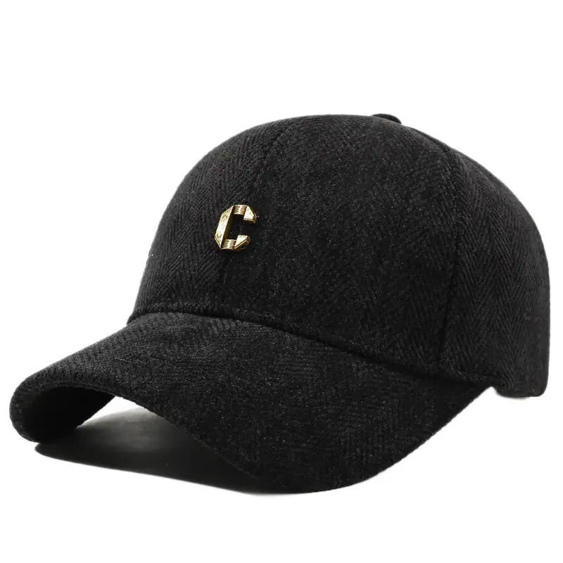 Autumn Winter Warm Baseball Cap Brown Herringbone - Image 11