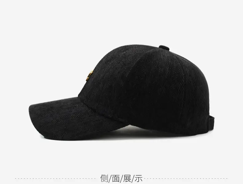 Autumn Winter Warm Baseball Cap Brown Herringbone — feature 10