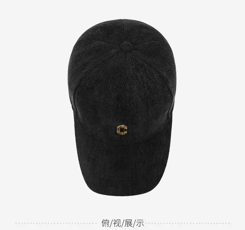 Autumn Winter Warm Baseball Cap Brown Herringbone — feature 12