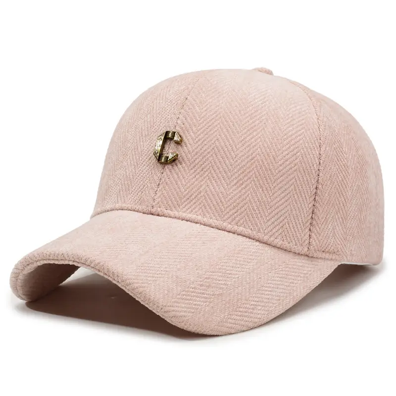 Autumn Winter Warm Baseball Cap Brown Herringbone - Image 6