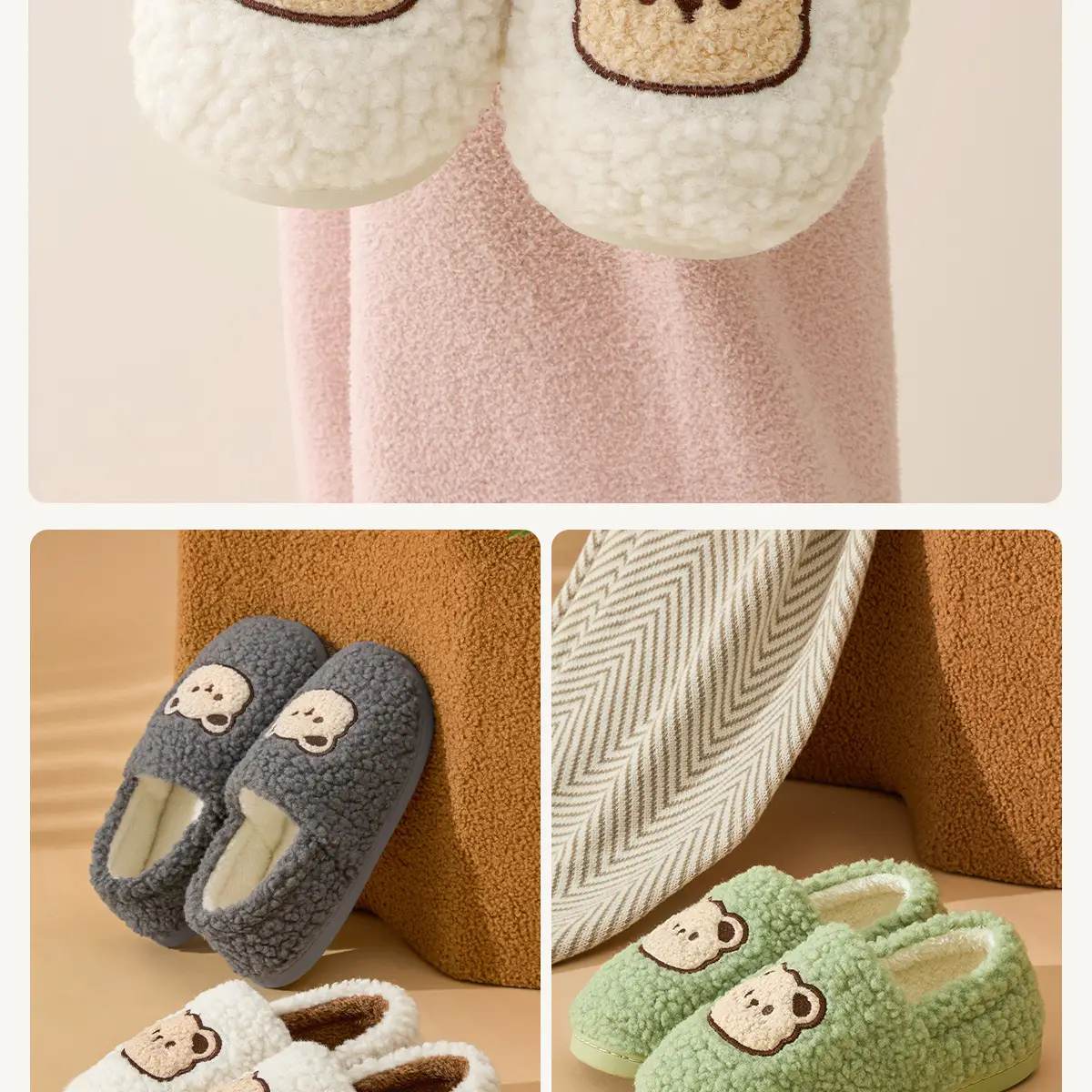 Green Cotton Plush Slippers for Women Winter 2025 — feature 17