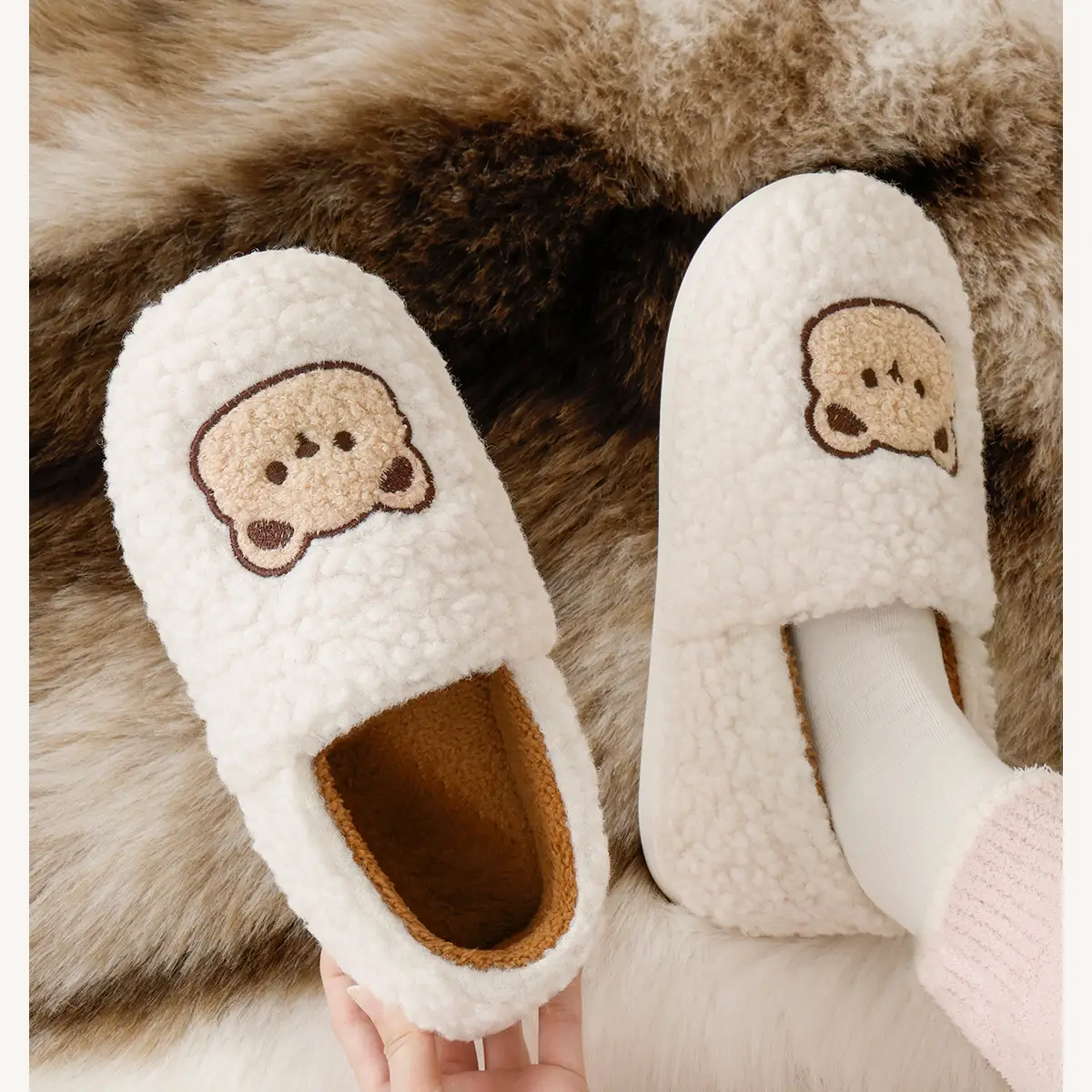 Green Cotton Plush Slippers for Women Winter 2025 — feature 4