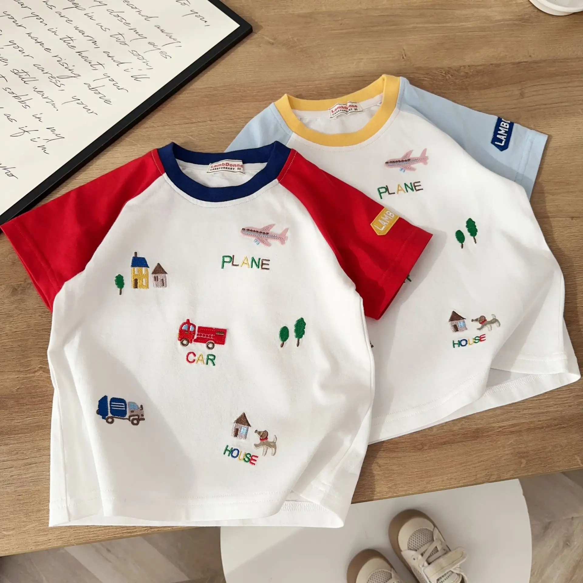 Children Half Sleeve T-Shirts 26 Summer Cotton White Red Blue