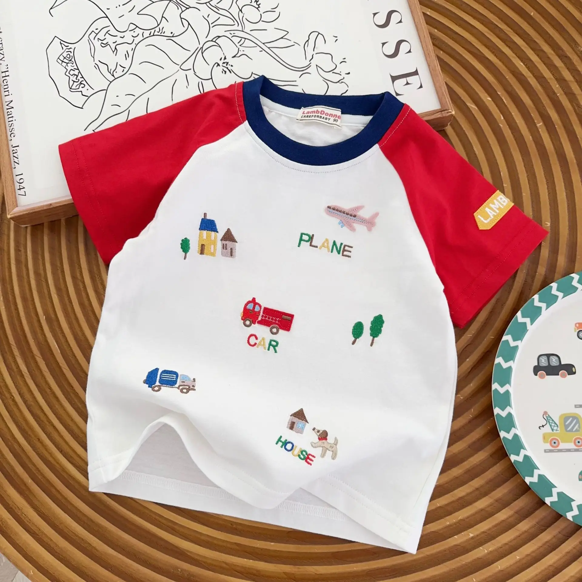 Children Half Sleeve T-Shirts 26 Summer Cotton White Red Blue — feature 11