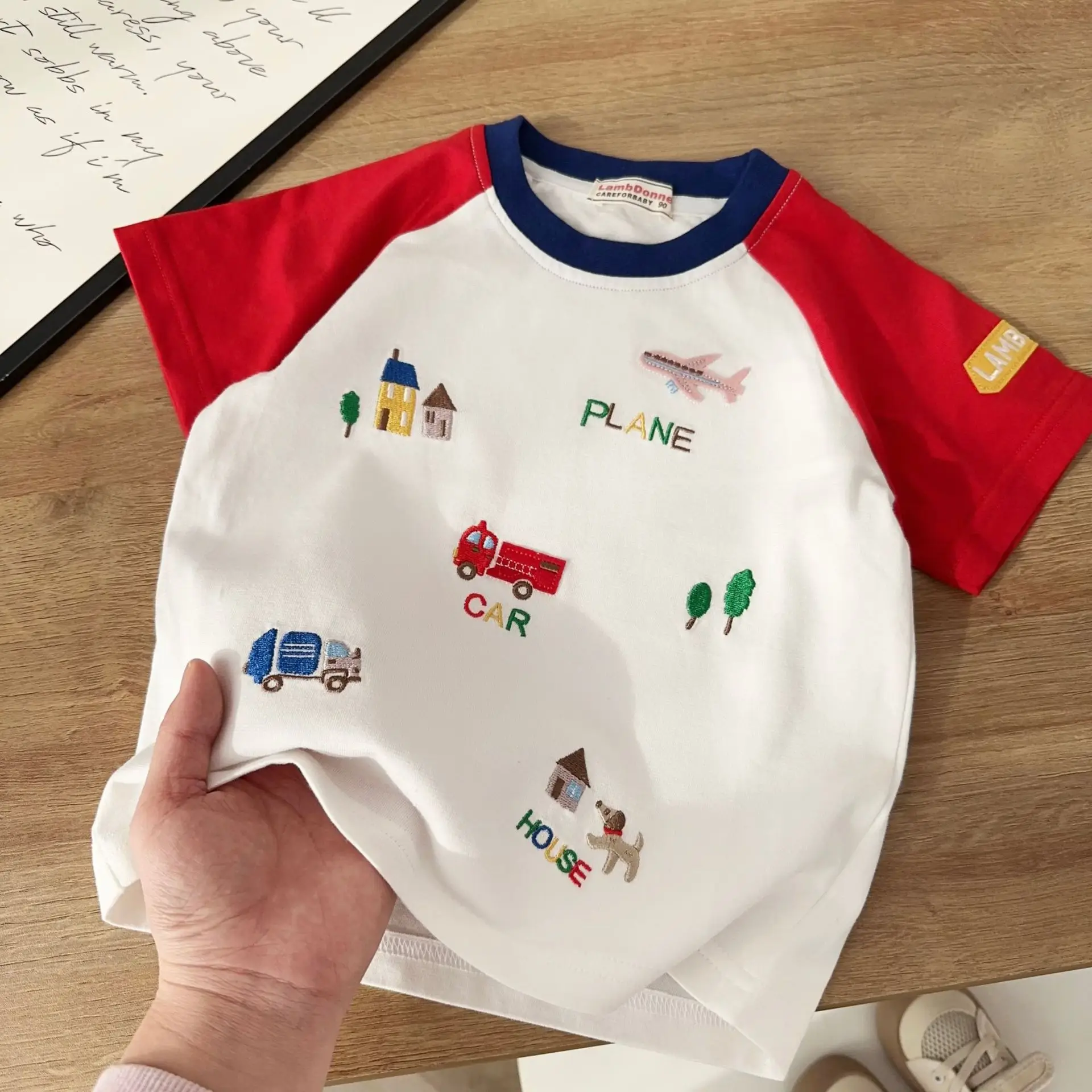 Children Half Sleeve T-Shirts 26 Summer Cotton White Red Blue — feature 13