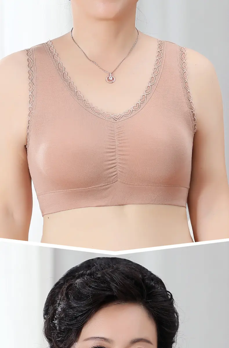 Ladieswear's Intimates, No Rims, Thin, Middle-Aged and Elderly Bra, Vest Style, Large Size Push-Up Bra, Modal Sports Bra — feature 13