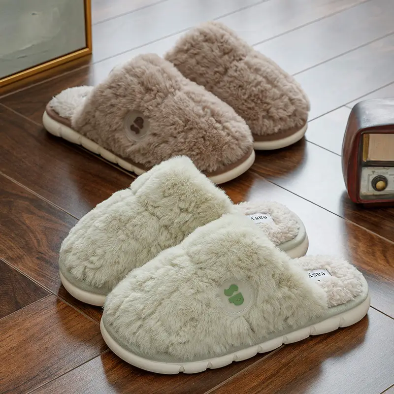 Women Cotton Fluffy Slippers Pink Grey Winter 2025 - Image 8