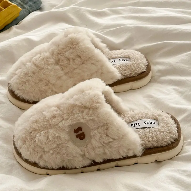 Women Cotton Fluffy Slippers Pink Grey Winter 2025 - Image 9