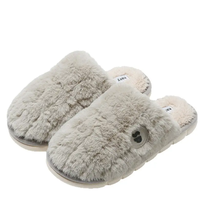 Women Cotton Fluffy Slippers Pink Grey Winter 2025 - Image 10
